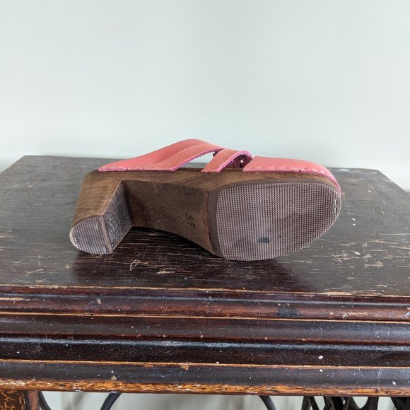 Coral Pink Maguba Leather and Wood Clogs - Picture 9 of 10